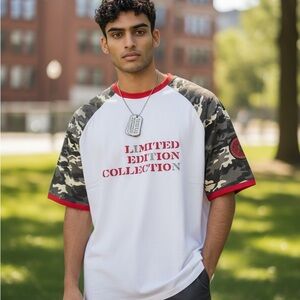 212 NYC T Shirt 2XL Limited Edition Collection Camouflage 100% Cotton Embroidery